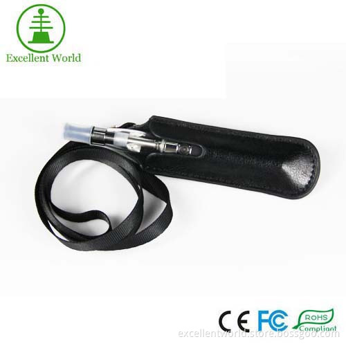 Excellent World Portable Black Leather EGO Lanyard